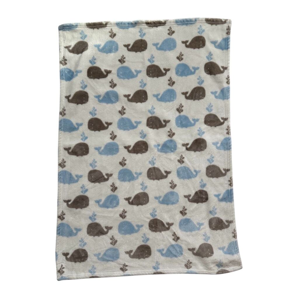 Trend Lab Blue Gray White Whale Fish Baby Kids Soft Security Lovey Blanket